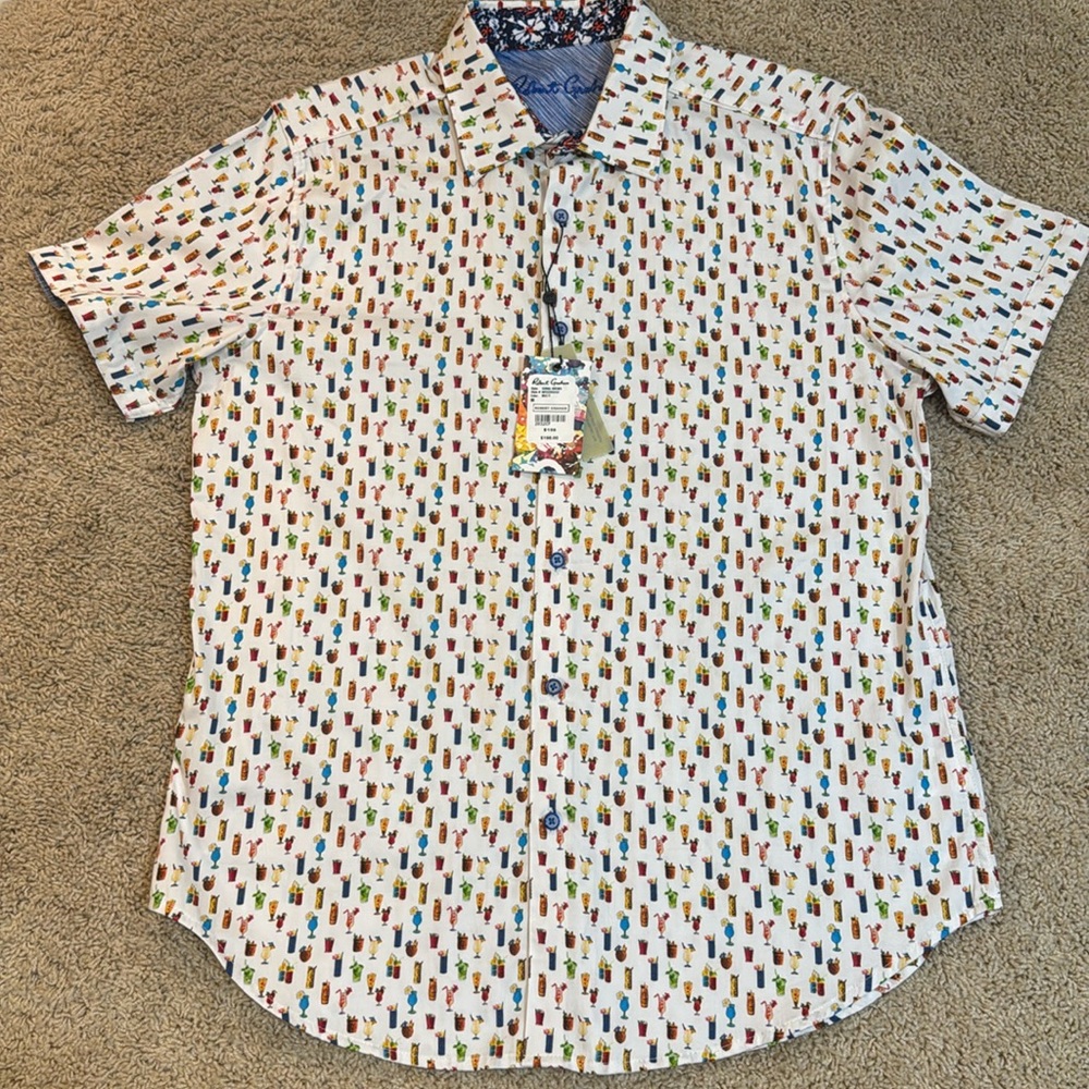 NWT Robert Graham Coral Brews Button Down Shirt